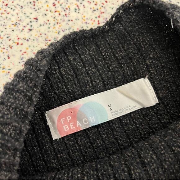 Free People FP Beach Knit Sweater Dress Cotton Cover Up Gray Women’s Size L - Picture 5 of 6